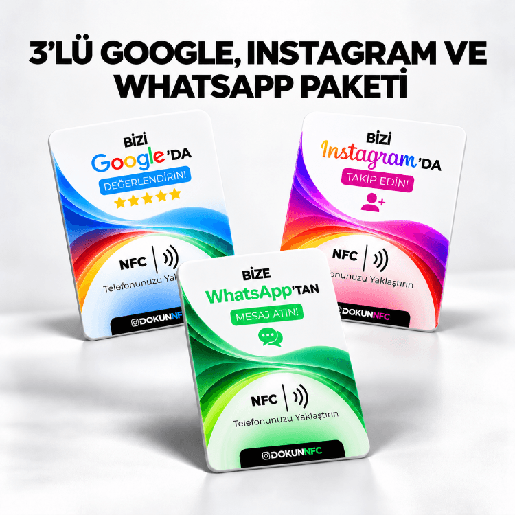 3’lü Google, Instagram ve WhatsApp Paketi 15x10 cm